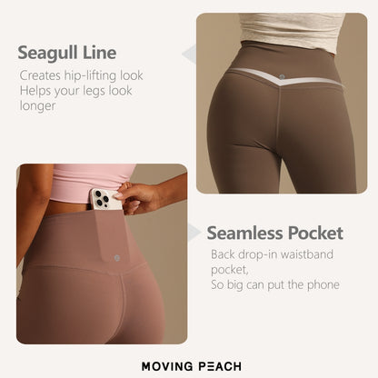 MOVING PEACH Women Sports Fitness Pants Skin-friendly High waist Yoga Trouser FlowMotion Pants BLB