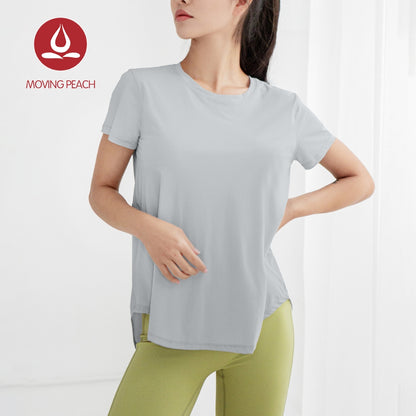 MOVING PEACH Women T-shirts Yoga Fitness Smock Dri-fit Running Top ATJ