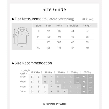 MOVING PEACH Women Sports Crop Top Relaxed Fit Breathable Running Exercise Classic Crew Neckline T-shirts Without Inner Bra ATL