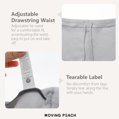MOVING PEACH Women Yoga Shorts Natural Ribbed Conton Shorts Comfort Adjustable Waist String Shorts High Waist Breathable Running Gym Daily wear APM