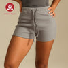 MOVING PEACH Women Yoga Shorts Natural Ribbed Conton Shorts Comfort Adjustable Waist String Shorts High Waist Breathable Running Gym Daily wear APM
