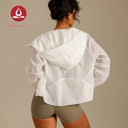 MOVING PEACH Women UV Protection Jacket Lightweight Windbreaker Jacket Waterproof Jacket Outdoors Sports Full-zip Sun Protection Hoodie BSN