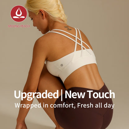 MOVING PEACH Women Sports bra Medium Support Shockproof Running Bra Soft Removable Bra Cups Top Fitness Yoga Dance Daily wear ABO3