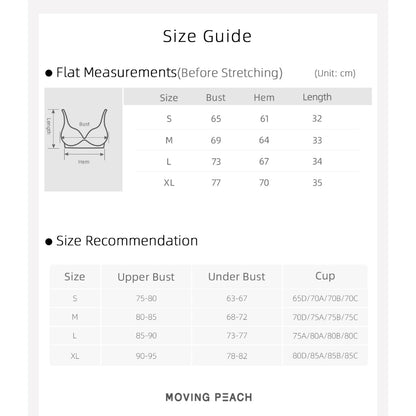 MOVING PEACH Women Sports Bra Medium Support Shockproof Running Bra Breathable Comfort Fixed Bra Cups with Back Hook Yoga Gym Dance Daily wear BBW