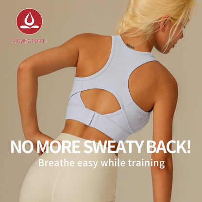 MOVING PEACH Women Sports Bra Medium Support Shockproof Running Bra Breathable Comfort Fixed Bra Cups with Back Hook Yoga Gym Dance Daily wear BBW