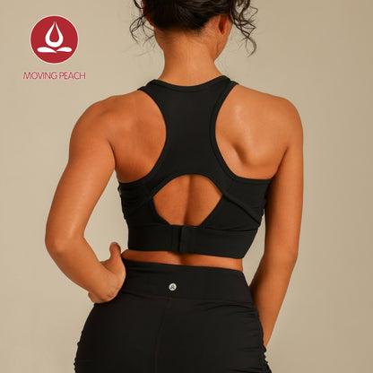 MOVING PEACH Women Sports Bra Medium Support Shockproof Running Bra Breathable Comfort Fixed Bra Cups with Back Hook Yoga Gym Dance Daily wear BBW