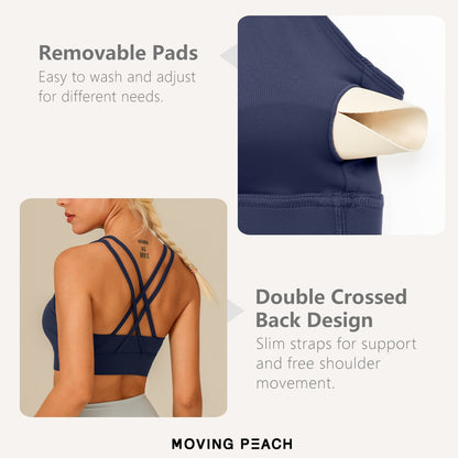 MOVING PEACH Women Sports bra Medium Support Shockproof Running Bra Soft Removable Bra Cups Top Fitness Yoga Dance Daily wear ABO3