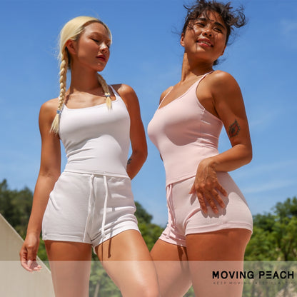 MOVING PEACH Women Sports Tank Top Comfort Square neck Racerback Yoga Top Fixed Bra Cups Pilates Fitness Dance Daily wear CVI
