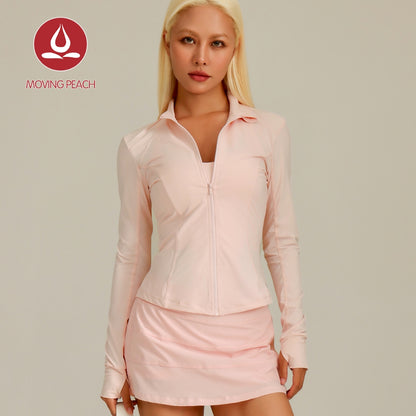 MOVING PEACH Women Sports Coat Cool Feeling Slim Fit Full-Zip Fitness Jacket Outdoor Training Running Daily Wear ASD