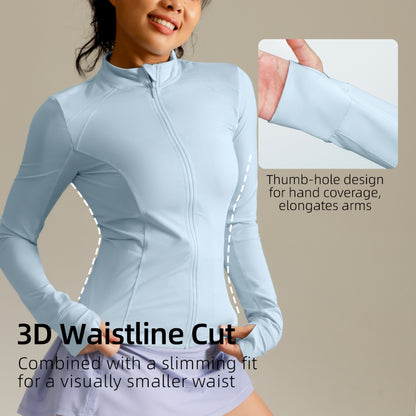 MOVING PEACH Women Sports Coat Cool Feeling Slim Fit Full-Zip Fitness Jacket Outdoor Training Running Daily Wear ASD