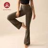 MOVING PEACH Women Flared Pants High-rise Warm Fleece Fabric Yoga Bell-bottoms Gym Pilates Dance Daily wear CLL(brushed)