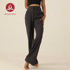 MOVING PEACH Women Wide-Leg Pants High-rise Warm Fleece Fabric Loose Sports Pants with Adjustable waist string Gym Running Dance Daily wear ELC(brushed)