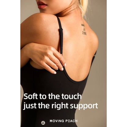 MOVING PEACH Women Sports Bodysuit One Piece Design Jumpsuit Ballet Leotard Adjustable Straps Removable Bra Cups Pilates Outfit Gym Dance Daily wear AJA