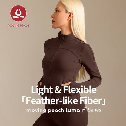 MOVING PEACH Women Sports Jackets Slim Fit Mock neck Fitness Coat Full Zip Outdoor Running Daily wear AST