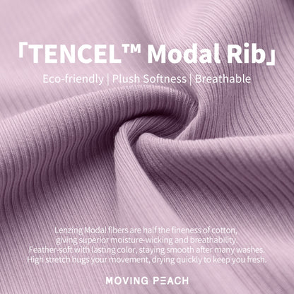 MOVING PEACH Women Sports Long sleeve Ribbed Modal Fabric Slim Fit Yoga Top Pilates Gym Dance Daily wear CSB