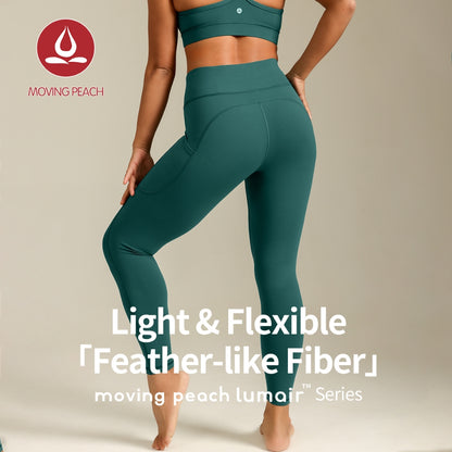 MOVING PEACH Women Yoga Leggings High waist Multi-Pocket Fitness Leggings Quick-Dry High Stretch Sports Pants Gym HIIT Training Daily wear CLQ(new)