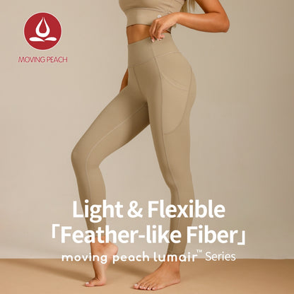 MOVING PEACH Women Yoga Leggings High waist Multi-Pocket Fitness Leggings Quick-Dry High Stretch Sports Pants Gym HIIT Training Daily wear CLQ(new)