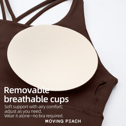 MOVING PEACH Women Sports bra Medium Support Shockproof Beauty-back Running Training Bra Removable Bra Cups Fitness Cycling wear ABO(upgraded)