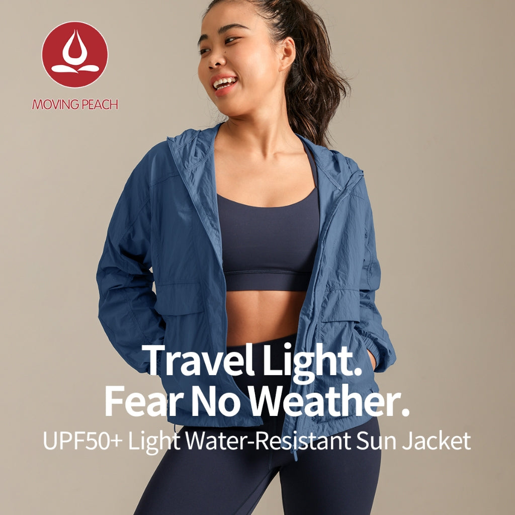 MOVING PEACH Women UV Protection Jacket UPF 50+ Outdoor Running Hoodie Lightweight Full-Zip Windbreaker Jacket BSP