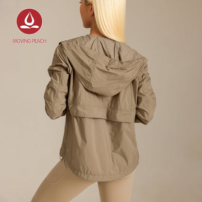 MOVING PEACH Women UV Protection Jacket UPF 50+ Outdoor Running Hoodie Lightweight Full-Zip Windbreaker Jacket BSP