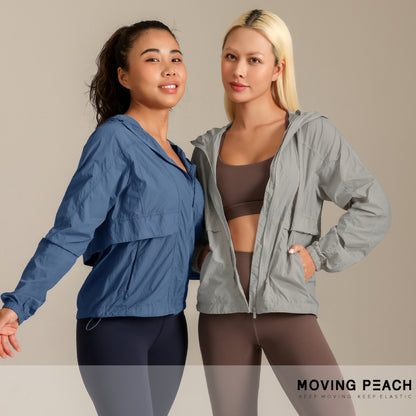 MOVING PEACH Women UV Protection Jacket UPF 50+ Outdoor Running Hoodie Lightweight Full-Zip Windbreaker Jacket BSP
