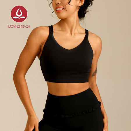 MOVING PEACH Women Sports bra Medium Support Shockproof Running Bra Soft Removable Bra Cups Top Fitness Yoga Dance Daily wear ABO3
