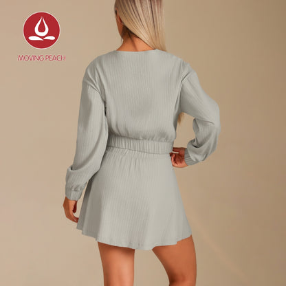 MOVING PEACH Women Sports Coat Loose Fit Full-Zip Cropped Jacket Outdoor Running Fitness Dance Daily wear ASZ