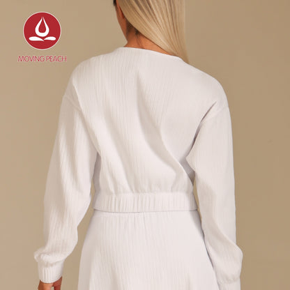 MOVING PEACH Women Sports Coat Loose Fit Full-Zip Cropped Jacket Outdoor Running Fitness Dance Daily wear ASZ
