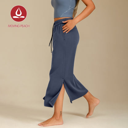 MOVING PEACH Yoga Maxi Skirt for Women Comfort Adjustable waist string Sports Skirts Breathable Yoga Fitness Daily Wear AKL