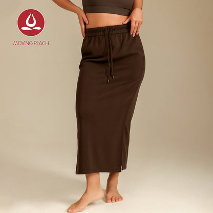 MOVING PEACH Yoga Maxi Skirt for Women Comfort Adjustable waist string Sports Skirts Breathable Yoga Fitness Daily Wear AKL