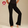MOVING PEACH Women Flared Pants High-rise Adjustable waist string Bell-bottoms with Back Drop-in Waistband Pocket Comfort Gym Pilates Dance Daily wear CLC
