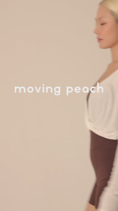 MOVING PEACH Women Yoga Longsleeve Skin-friendly Breathable Tencel fabric Crop Top Large V-neck Front- knot detail Sports Shirts Gym Pilates Dance Daily wear CSN