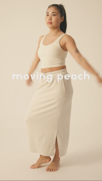 MOVING PEACH Yoga Maxi Skirt for Women Comfort Adjustable waist string Sports Skirts Breathable Yoga Fitness Daily Wear AKL
