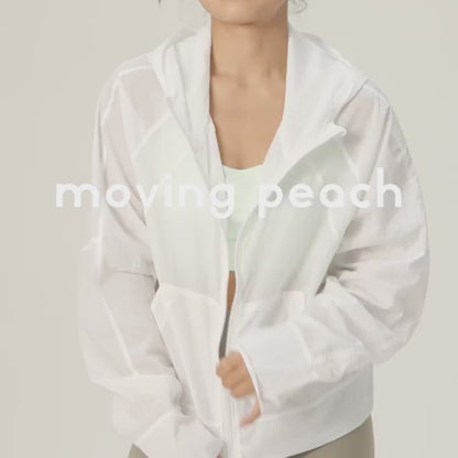 MOVING PEACH Women UV Protection Jacket Lightweight Windbreaker Jacket Waterproof Jacket Outdoors Sports Full-zip Sun Protection Hoodie BSN