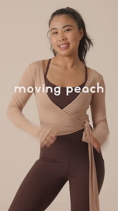 MOVING PEACH Women Sports Longsleeve Dual-Style Wear Design Wrap around style Crop Top Comfort Yoga Pilates Dance Daily wear ASQ(new)