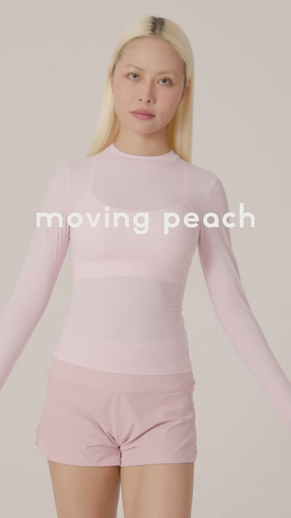 MOVING PEACH Women Yoga Longsleeve Lightweight Second Skin Slim Fit Pilates Top Breathable Round neck Base Layer Fitness Dance Daily wear ASM