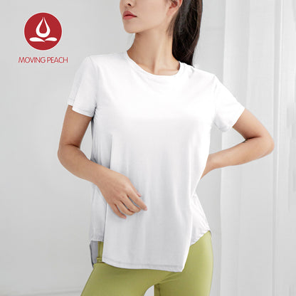 MOVING PEACH Women T-shirts Yoga Fitness Smock Dri-fit Running Top ATJ