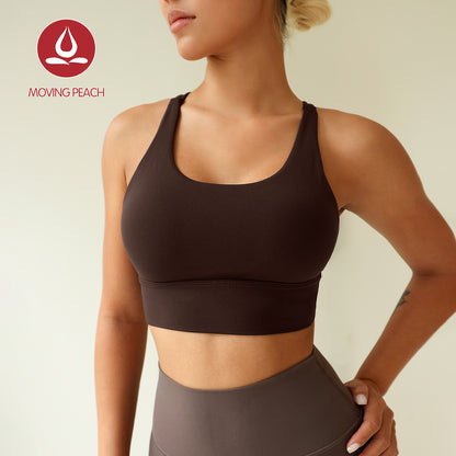 MOVING PEACH Women Sports bra Medium Support Shockproof Beauty-back Running Training Bra Removable Bra Cups Fitness Cycling wear ABO(upgraded)