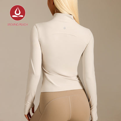 MOVING PEACH Women Sports Jackets Slim Fit Mock neck Fitness Coat Full Zip Outdoor Running Daily wear AST