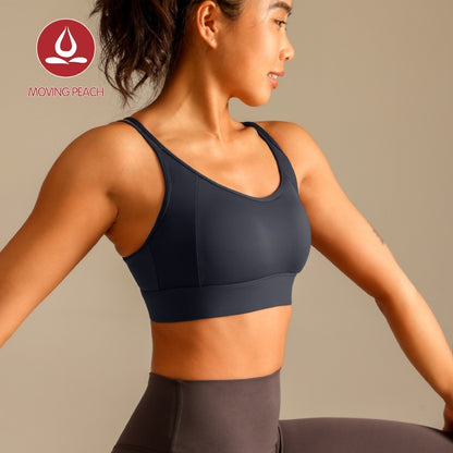 MOVING PEACH Women Sports bra High Support Beauty-back Fitness Top Soft Fixed Bra Cups Gym Training Dance wear ABO2