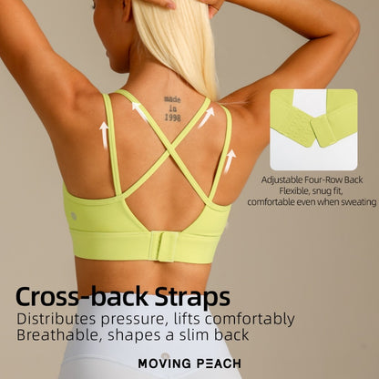 MOVING PEACH Women Sports bra High Support Beauty-back Fitness Top Soft Fixed Bra Cups Gym Training Dance wear ABO2