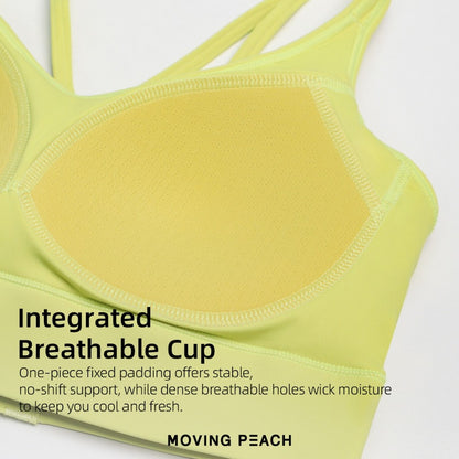 MOVING PEACH Women Sports bra High Support Beauty-back Fitness Top Soft Fixed Bra Cups Gym Training Dance wear ABO2