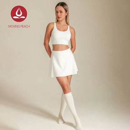 MOVING PEACH Women Tennis Skirt Golf Skirt High waist Comfort Badminton Skirt With Comfy Inner Short Outdoor Sports Dance Daily wear AKE(new)