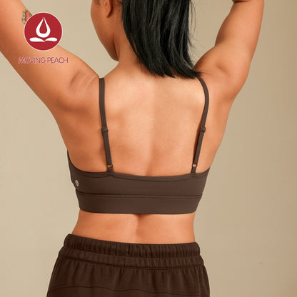 MOVING PEACH Women Sports Bra Comfort Adjustable Straps Yoga Top Removable Bra Cups Fitness Dance Daily wear ABI