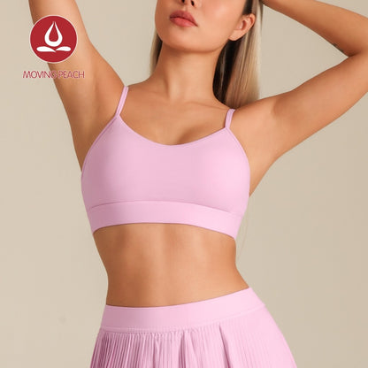 MOVING PEACH Women Sports Bra Comfort Adjustable Straps Yoga Top Removable Bra Cups Fitness Dance Daily wear ABI