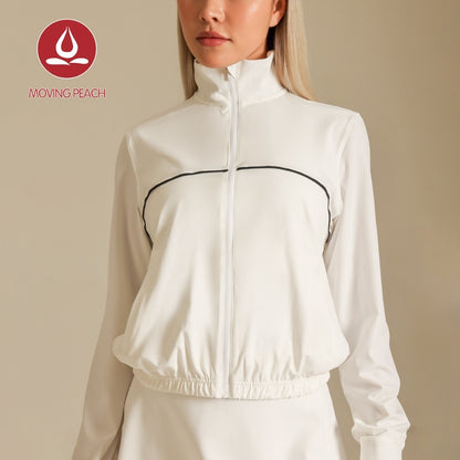 MOVING PEACH Women Sports Coats Lightweight UPF 50+ Mock neck UV Protection Jacket Loose Fit Outdoor Running Daily Wear ASN