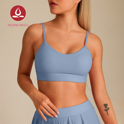 MOVING PEACH Women Sports Bra Comfort Adjustable Straps Yoga Top Removable Bra Cups Fitness Dance Daily wear ABI