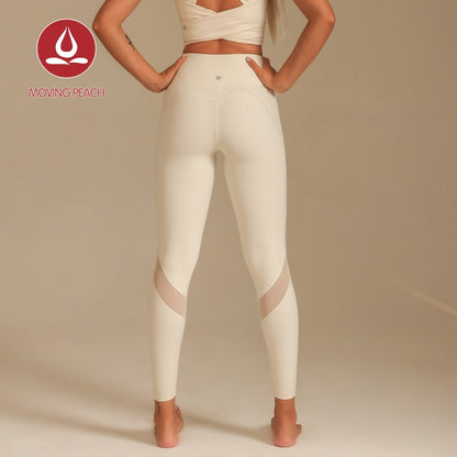 MOVING PEACH Women Yoga Leggings High waist Meah Side drop-in pockets Fitness Pants Comfort Gym Pilates Daily wear ELX
