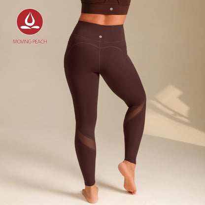 MOVING PEACH Women Yoga Leggings High waist Meah Side drop-in pockets Fitness Pants Comfort Gym Pilates Daily wear ELX