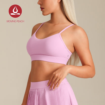 MOVING PEACH Women Sports Bra Comfort Adjustable Straps Yoga Top Removable Bra Cups Fitness Dance Daily wear ABI